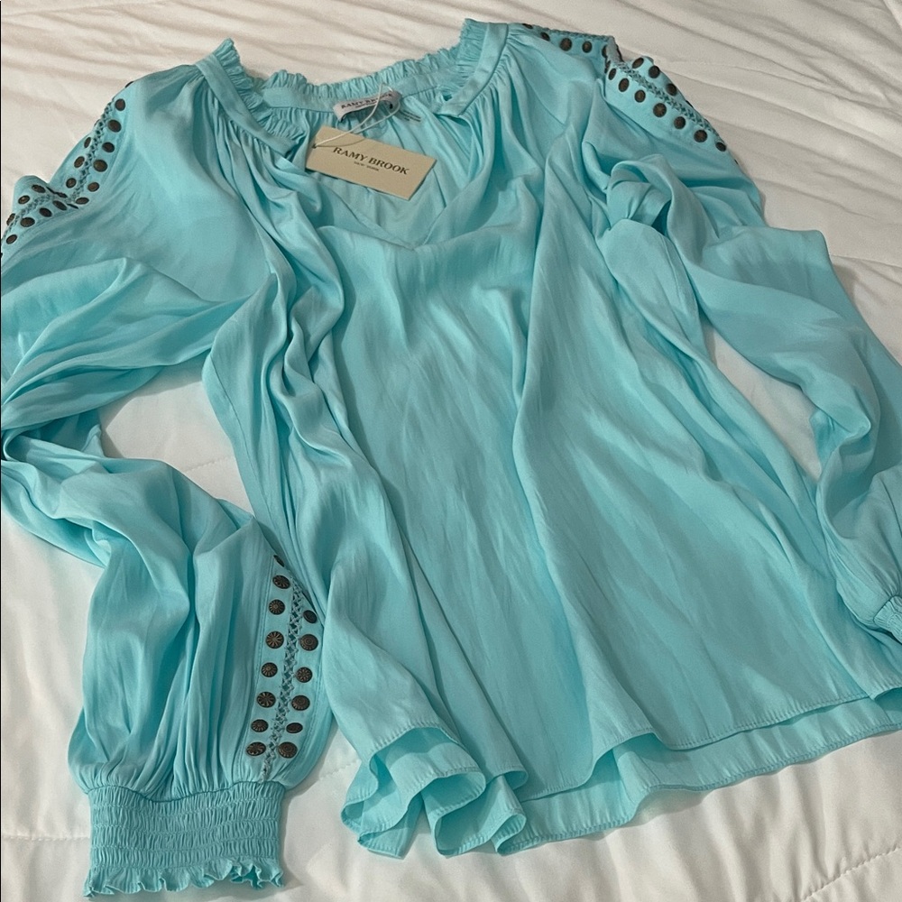 Ramy Brook Indira Blouse with Stud Detail NWT Sz Med